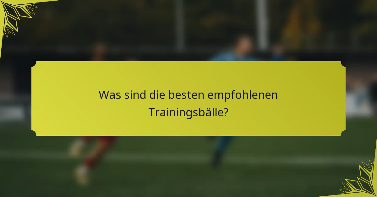 Was sind die besten empfohlenen Trainingsbälle?