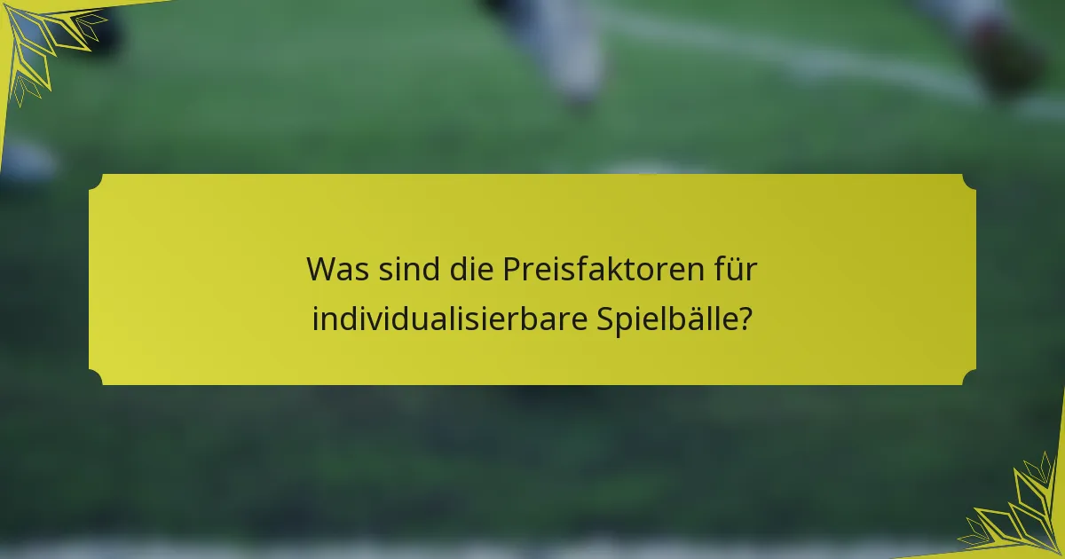 Was sind die Preisfaktoren für individualisierbare Spielbälle?