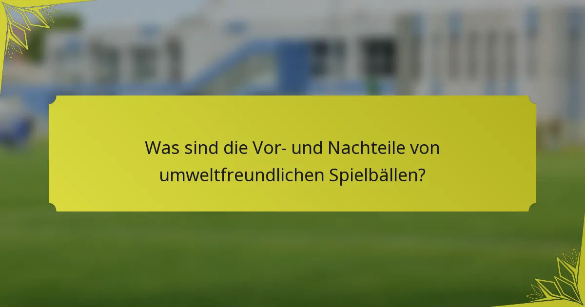 Was sind die Vor- und Nachteile von umweltfreundlichen Spielbällen?