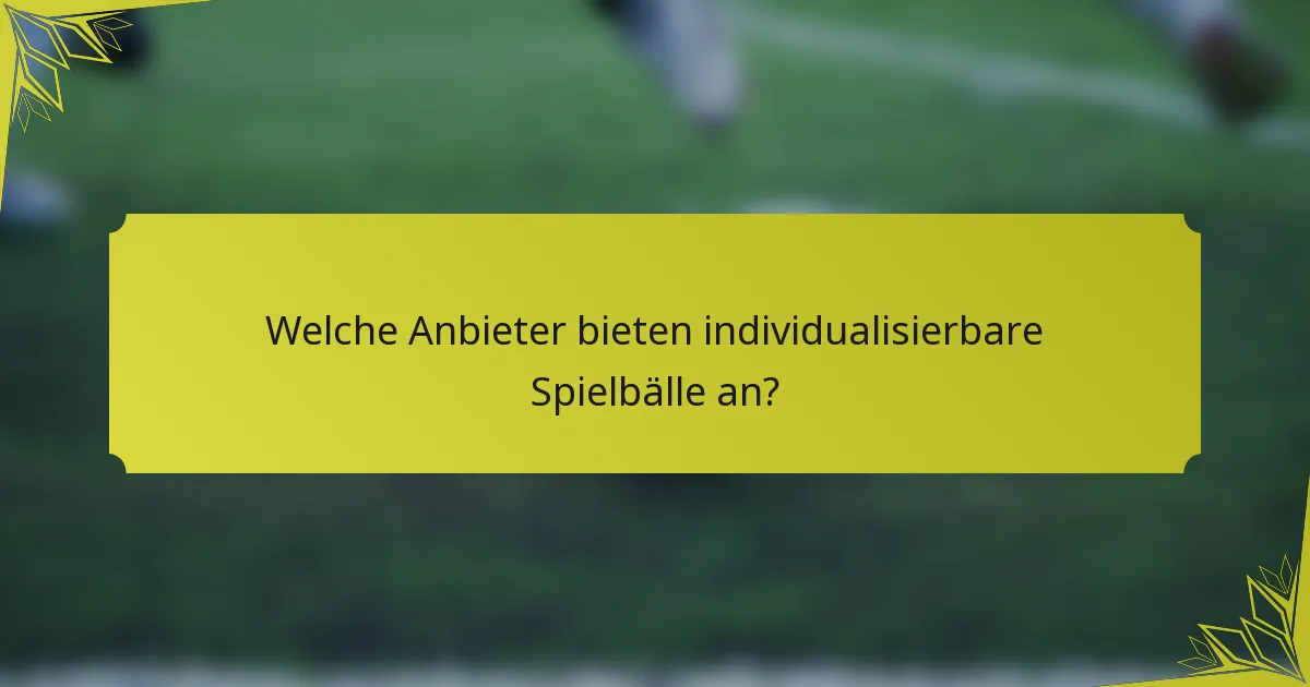 Welche Anbieter bieten individualisierbare Spielbälle an?