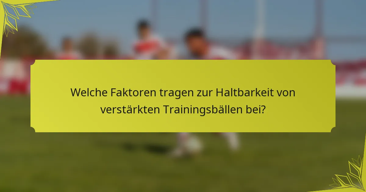 Welche Faktoren tragen zur Haltbarkeit von verstärkten Trainingsbällen bei?