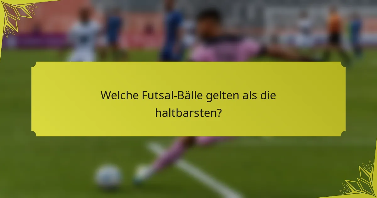 Welche Futsal-Bälle gelten als die haltbarsten?