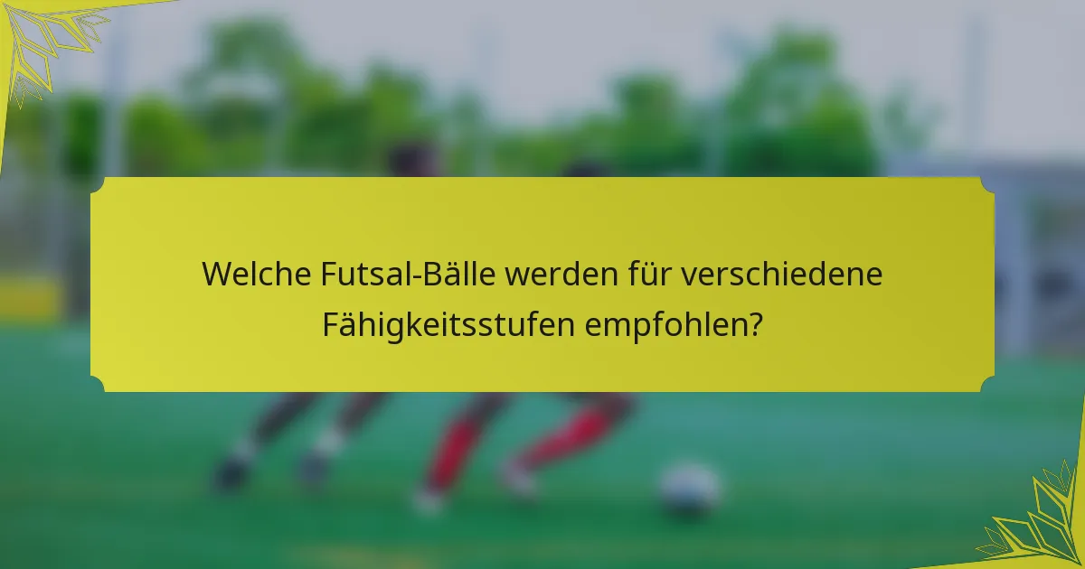Welche Futsal-Bälle werden für verschiedene Fähigkeitsstufen empfohlen?