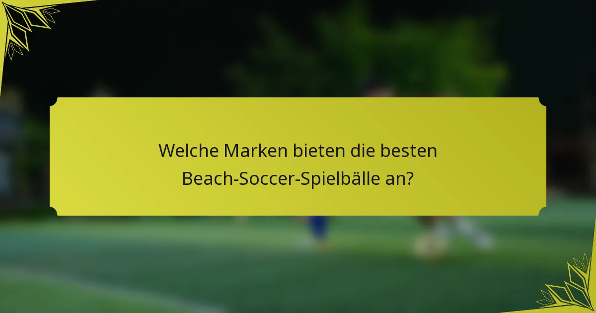 Welche Marken bieten die besten Beach-Soccer-Spielbälle an?