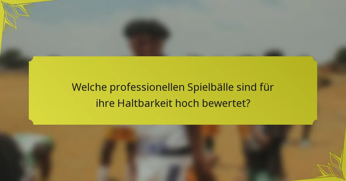 Welche professionellen Spielbälle sind für ihre Haltbarkeit hoch bewertet?