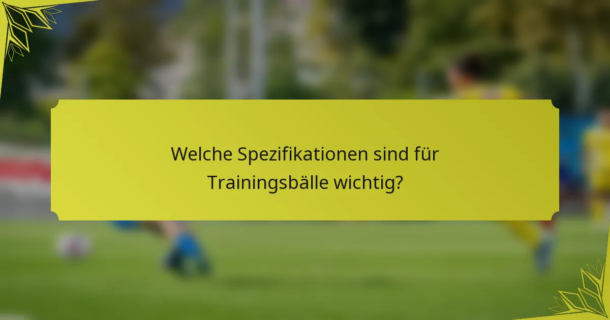 Welche Spezifikationen sind für Trainingsbälle wichtig?