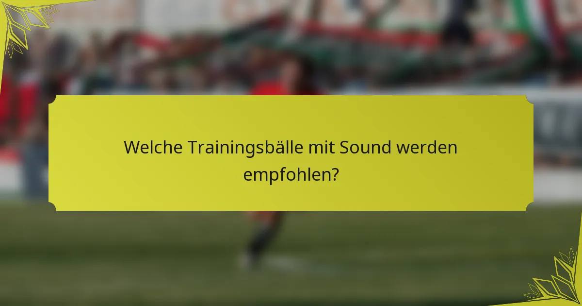 Welche Trainingsbälle mit Sound werden empfohlen?