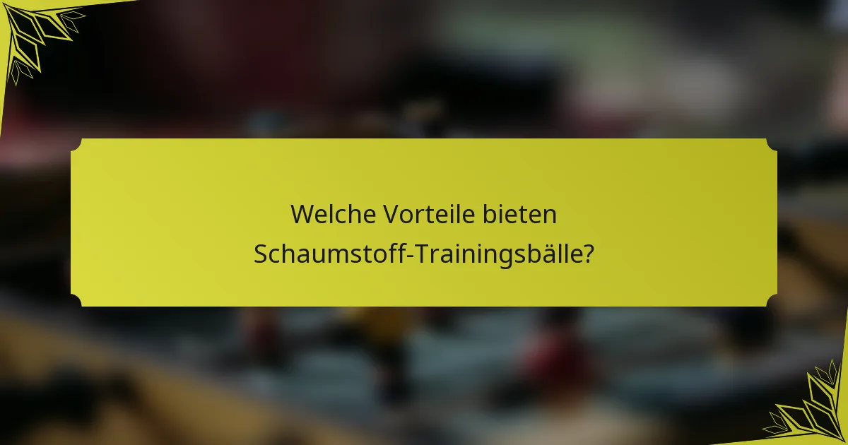 Welche Vorteile bieten Schaumstoff-Trainingsbälle?