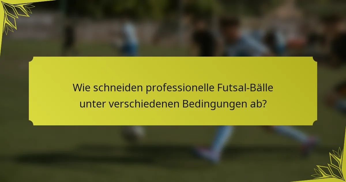 Wie schneiden professionelle Futsal-Bälle unter verschiedenen Bedingungen ab?