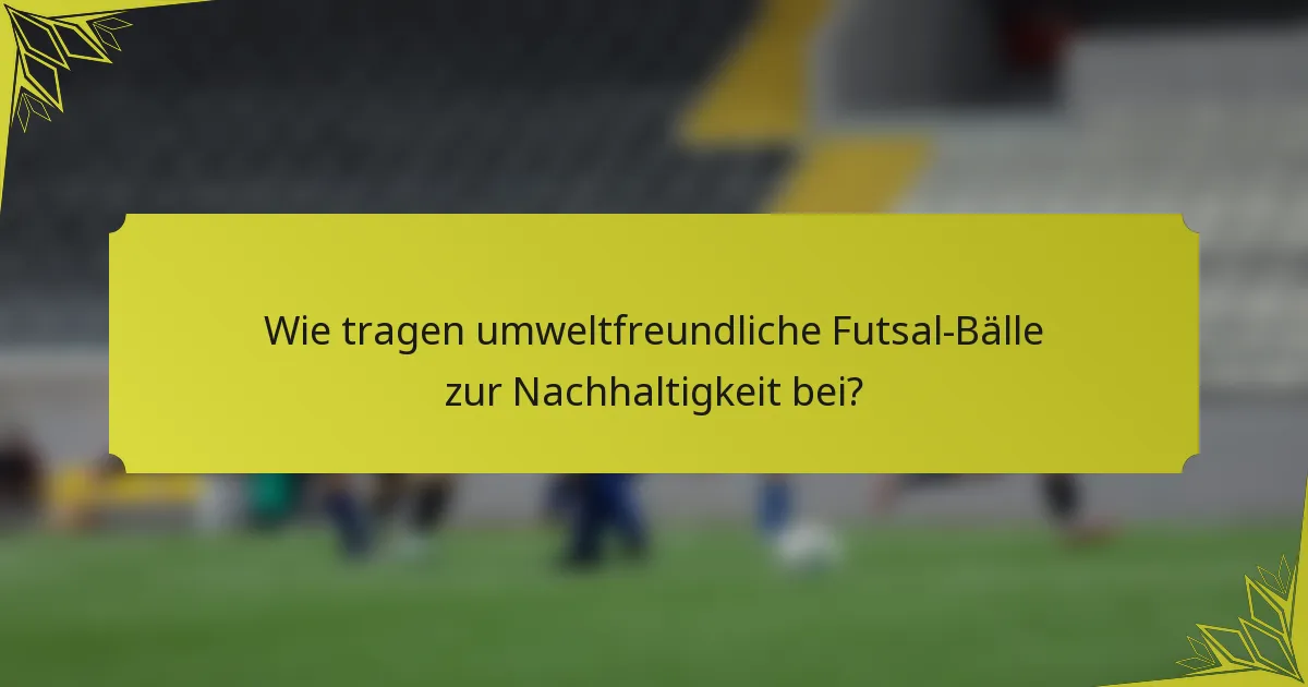 Wie tragen umweltfreundliche Futsal-Bälle zur Nachhaltigkeit bei?