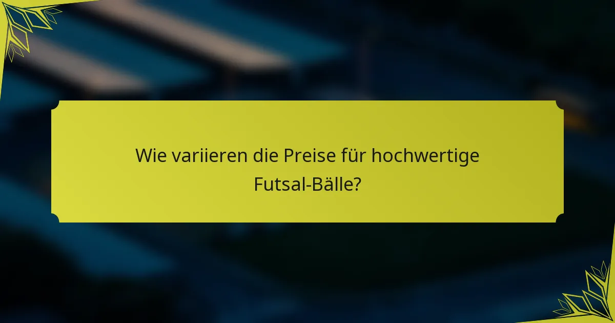 Wie variieren die Preise für hochwertige Futsal-Bälle?